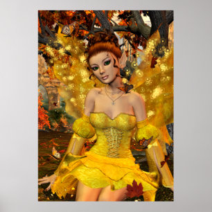 Autumn's Dance Fae Fantasy Art Poster