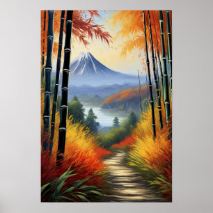 Autumn's Embrace, Bamboo Forest Valley Poster