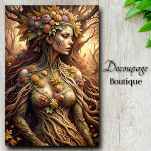Autumn's Embrace Forest Goddess Decoupage Tissue Paper