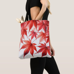Autumn's Embrace: The Dance of Red Maple Leaves Tote Bag