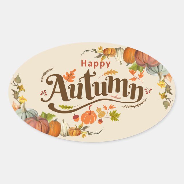 Autumn's Fall Pumpkin Oval Sticker (Front)