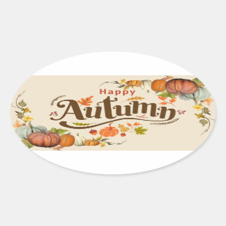 Autumn's Fall Pumpkin Oval Sticker