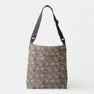 Autumn's Floral Embrace Green Background Crossbody Bag