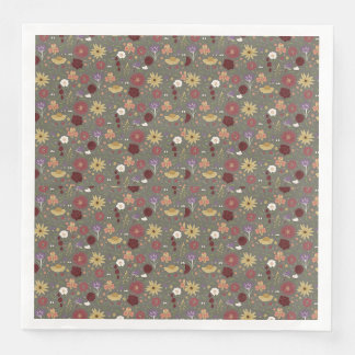 Autumn's Floral Embrace Green Background Napkin