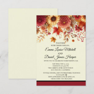 Autumn's Flourish Watercolor Floral Cream Invitation