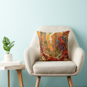 Autumn's Garland, Colorful Painting, Cushion