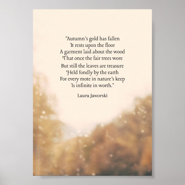 Autumn's Gold by Laura Jaworski Poster (Front)