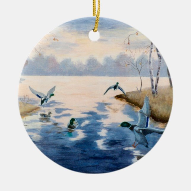 Autumn's Mallards Ornament (Front)