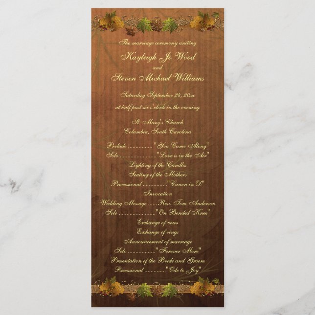 Autumn's Song Wedding Program (Front)