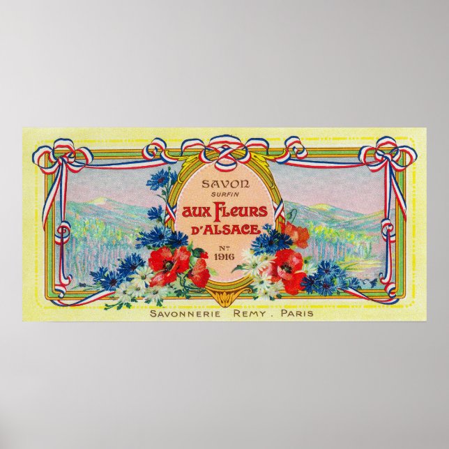 Auz Fleurs D' Alsace Soap LabelParis, France Poster (Front)