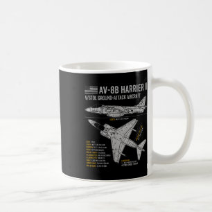 Av-8b Harrier Ii Aircraft War Plane Aeroplane Blue Coffee Mug