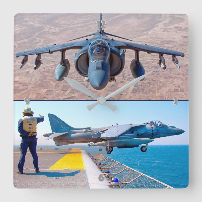 AV-8B HARRIER II SQUARE WALL CLOCK (Front)