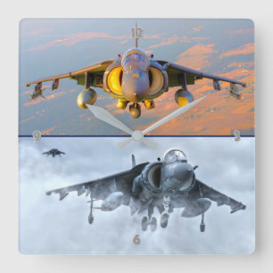 AV-8B HARRIER II SQUARE WALL CLOCK