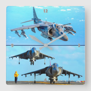 AV-8B HARRIER II SQUARE WALL CLOCK