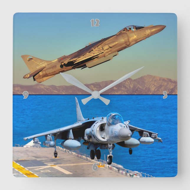 AV-8B HARRIER II SQUARE WALL CLOCK (Front)