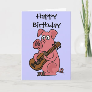 AV- Funny Pig Playing Guitar Cartoon Card