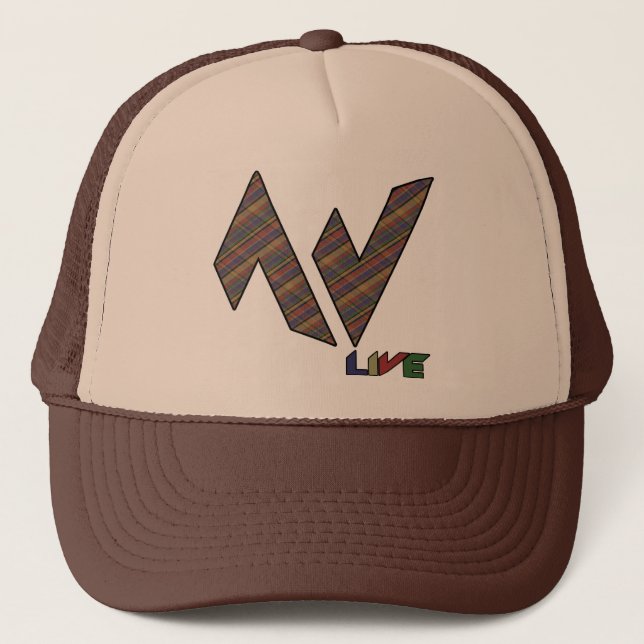 AV Live Plaid Trucker Hat (Front)
