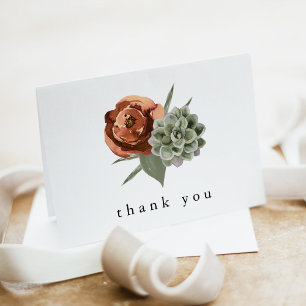 AVA Boho Terracotta Floral Succulent Desert Thank You Card