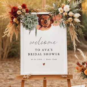 AVA Boho Terracotta & Succulent Bridal Welcome Poster