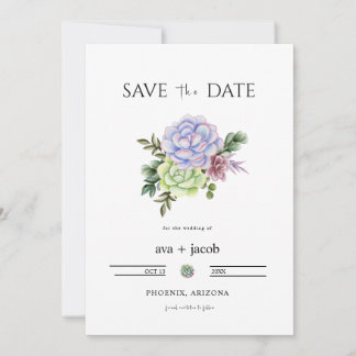 AVA Cactus Floral Succulent Desert Save the Date Invitation