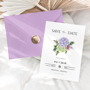 AVA Cactus Floral Succulent Desert Save the Date Invitation