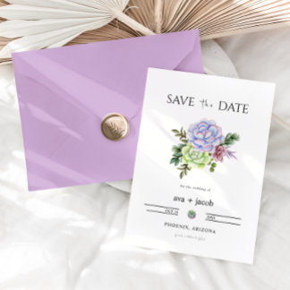 AVA Cactus Floral Succulent Desert Save the Date Invitation