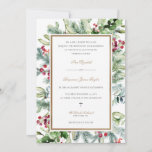 Ava Christmas Greenery Catholic Wedding Invitation<br><div class="desc">This elegant, Catholic wedding invitation features Christmas colours and foliage. The design includes a beautiful bouquet of winter greenery and berries, a faux gold foil frame and a Christian cross. Your information is written in a classic serif font with gold calligraphy script accents. If you need assistance customising this item...</div>