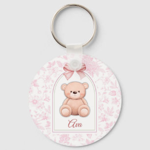 Ava   Custom Pink Teddy Bear Nursery Design  Key Ring