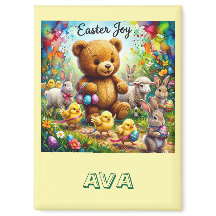 AVA ~ EASTER TEDDY BEAR Easter Chicks ~ Magnet