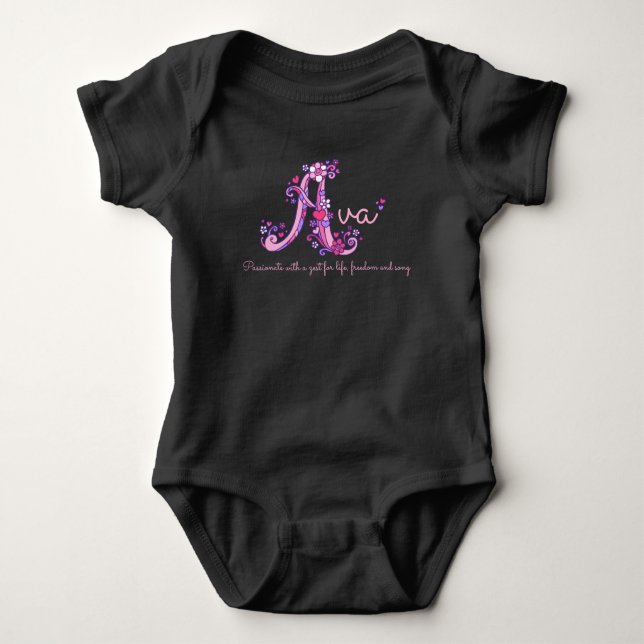 Ava girls name & meaning letter A baby apparel Baby Bodysuit (Front)