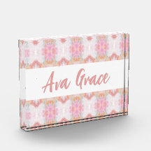 Ava Grace Print Decorative Acrylic Block