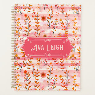 Ava Leigh Pink and Orange Watercolor Floral Planner