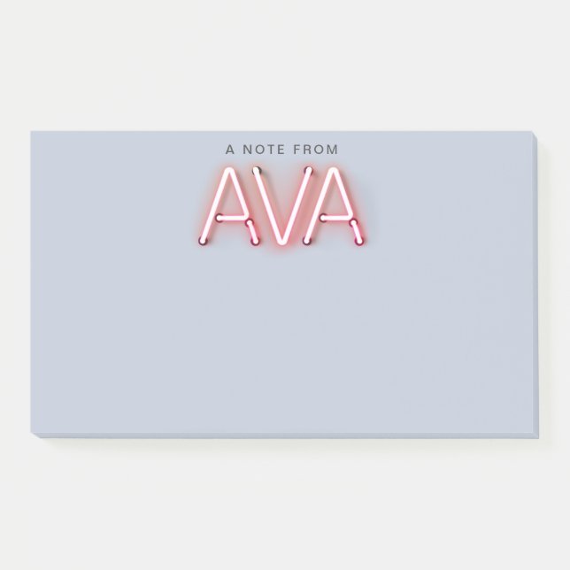 Ava name in glowing neon lights post-it notes (Front)