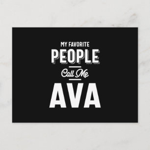 Ava Name Shirt Personalised Girls Women Cute Pink Postcard