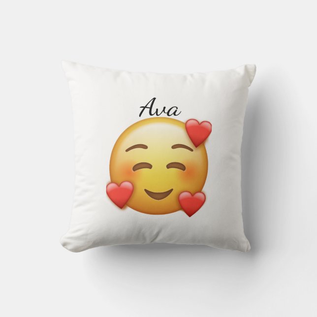 Ava Personalised  Heart–Emoji Throw Pillow (Front)