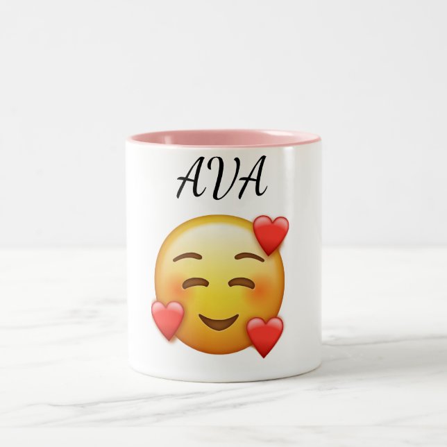 Ava Personalized Mug with Hearts Emoji (Center)