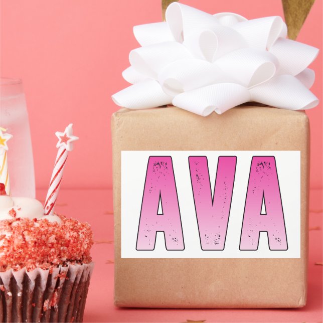 Ava pink name rectangular sticker (Party)