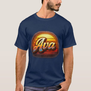 Ava Retro Sunset Personalized Name Design Vintage T-Shirt