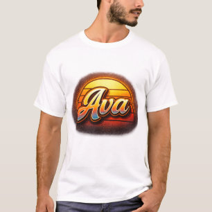 Ava Retro Sunset Personalized Name Design Vintage T-Shirt