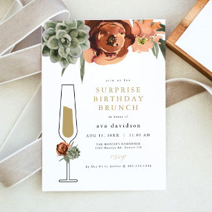 AVA Terracotta Succulent Surprise Birthday Brunch Invitation