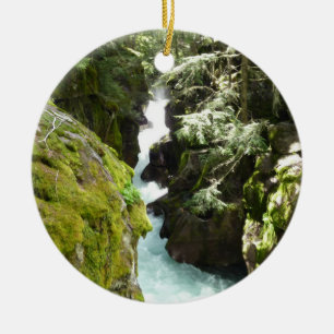 Avalanche Gorge II at Glacier National Park Ceramic Ornament