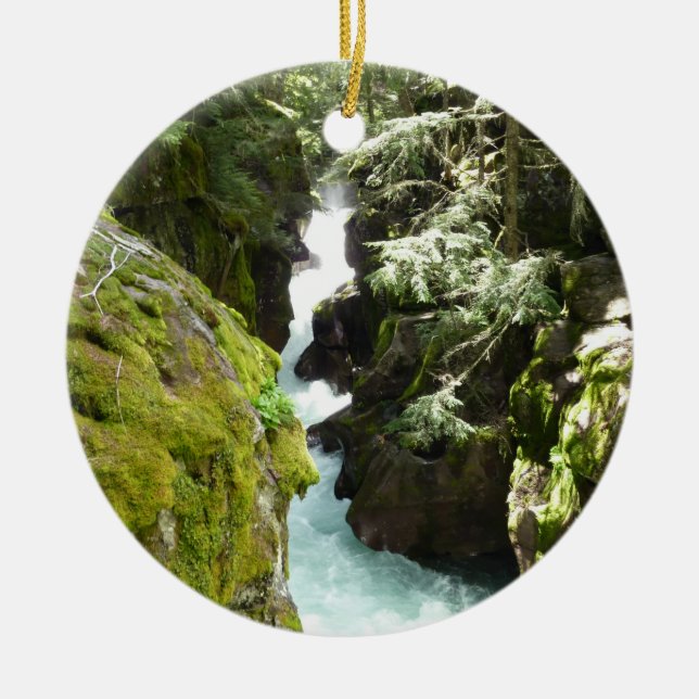Avalanche Gorge II at Glacier National Park Ceramic Ornament (Front)