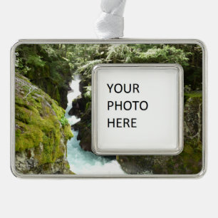 Avalanche Gorge II at Glacier National Park Silver Plated Framed Ornament