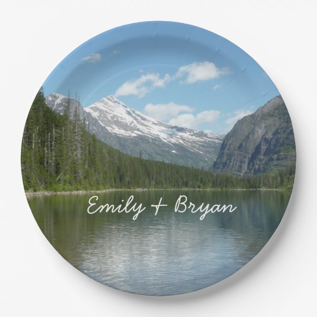 Avalanche Lake I in Glacier National Park Paper Plate (Front)