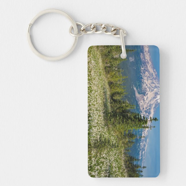 Avalanche lilies and Mount Rainier Key Ring (Front)