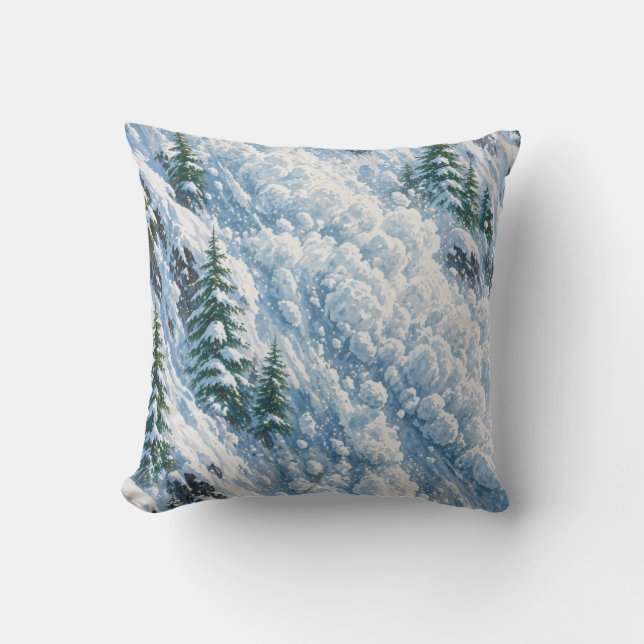 Avalanche Mountain Snow Scene Cushion (Front)