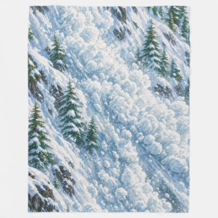 Avalanche Mountain Snow Scene Fleece Blanket