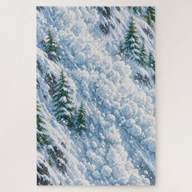 Avalanche Mountain Snow Scene Jigsaw Puzzle (Vertical)
