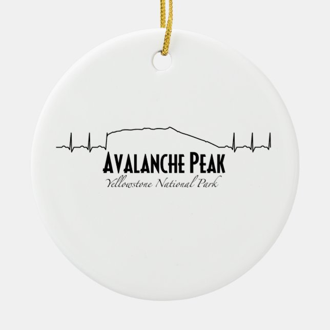 Avalanche Peak, Yellowstone Heartbeat.  Ceramic Ornament (Front)