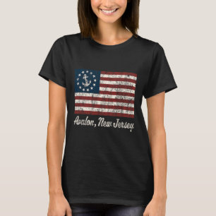 Avalon Nj Vintage Sailing Us Anchor Boat Flag Tee 